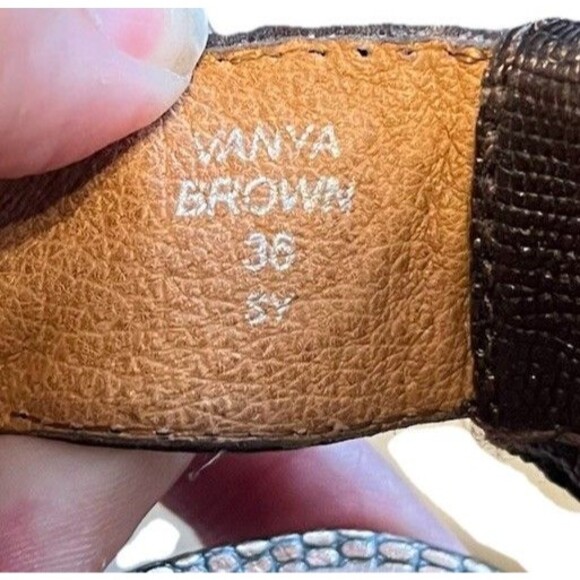 Anthropologie No 704b Vanya Brown Leather Python T Ankle Strap Pumps Shoes 5.5 - Picture 8 of 9